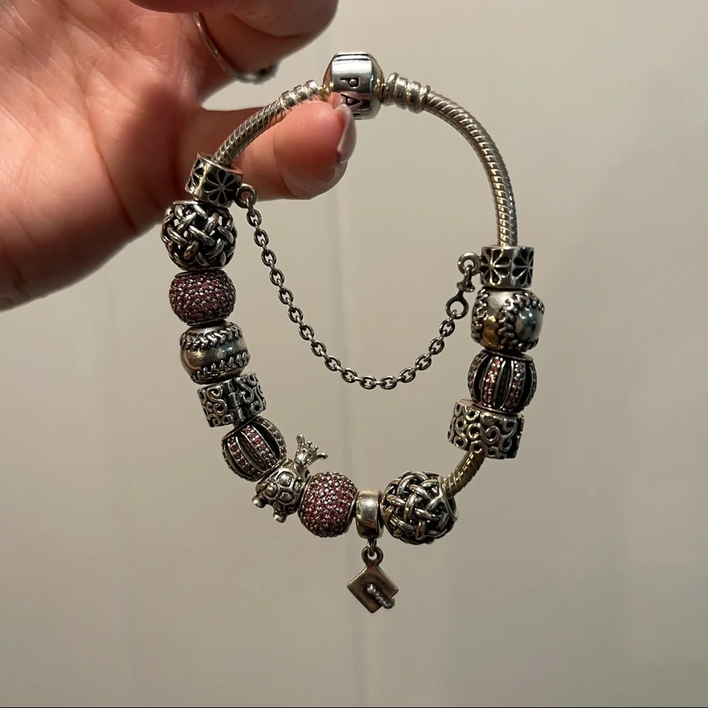 Silver Pandora Bracelet with 13 Charms - Picture 3 of 12